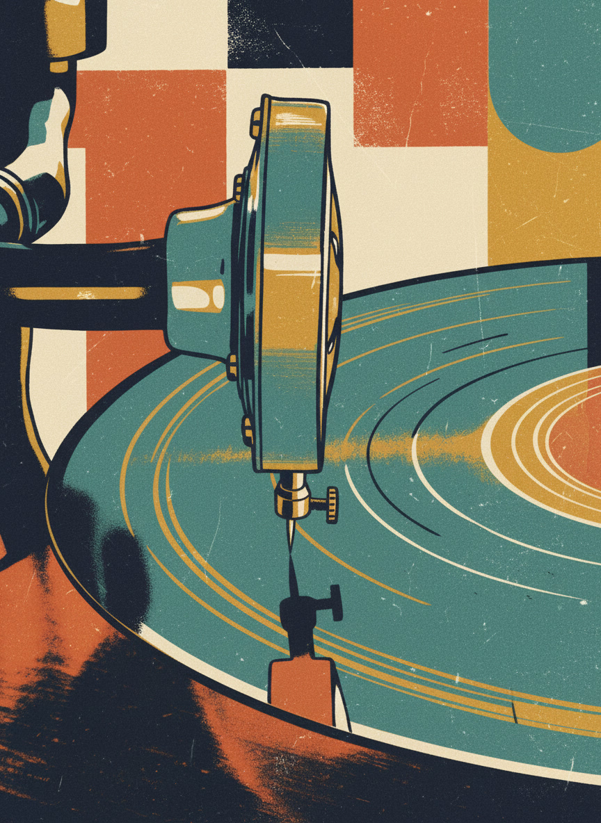 Tonarm mit Nadel – Pop-Art-Illustration
